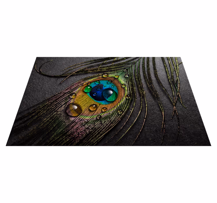 Peacock feather and drops vinyl placemats - TenStickers