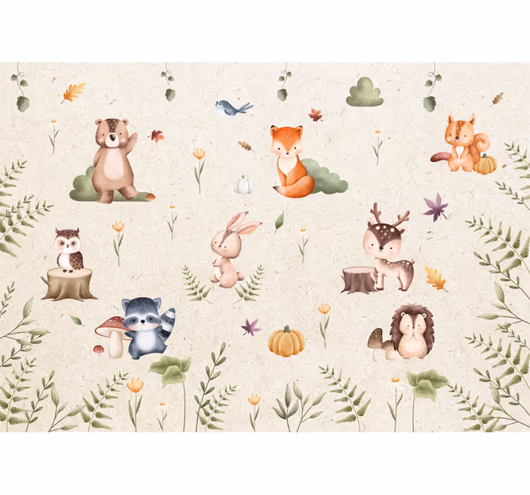 Fairytale animals nursery wall mural - TenStickers