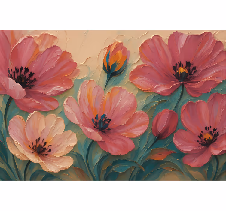 Painted flower art wall mural bathroom - TenStickers