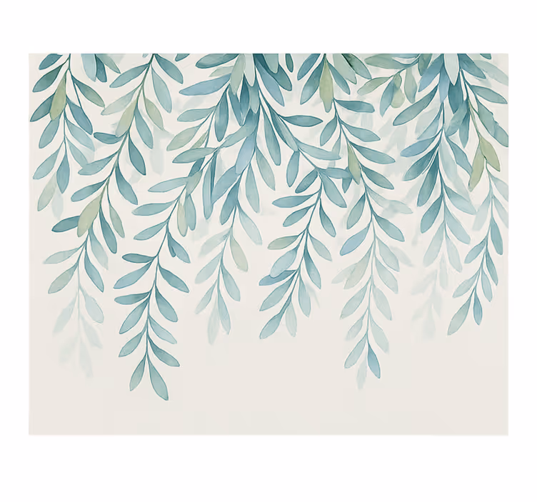 Elegant watercolour leaves wall mural teen bedroom - TenStickers