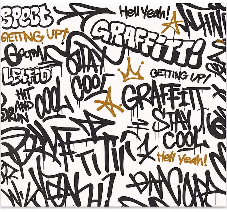 Black and white graffiti wall mural teen bedroom - TenStickers