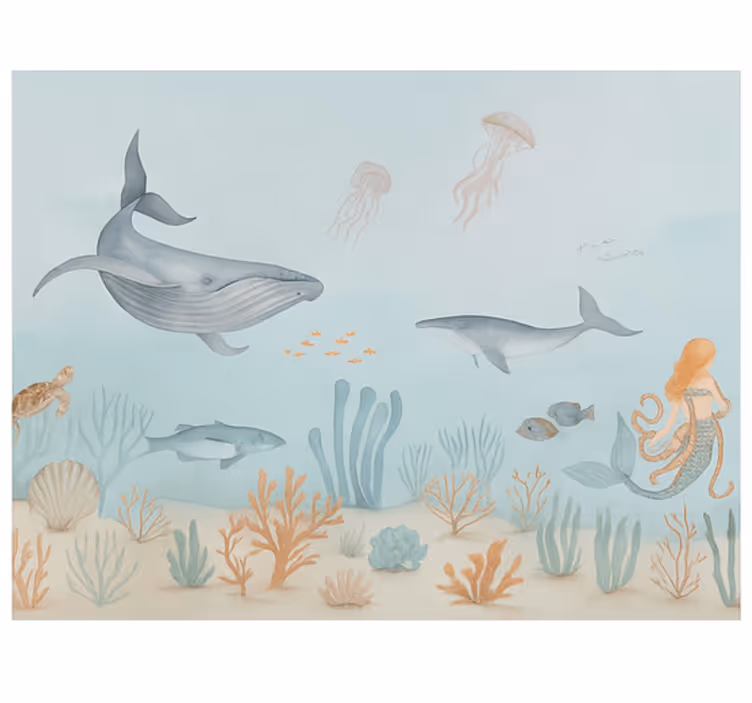 Pastel aquatic life wall mural teen bedroom - TenStickers