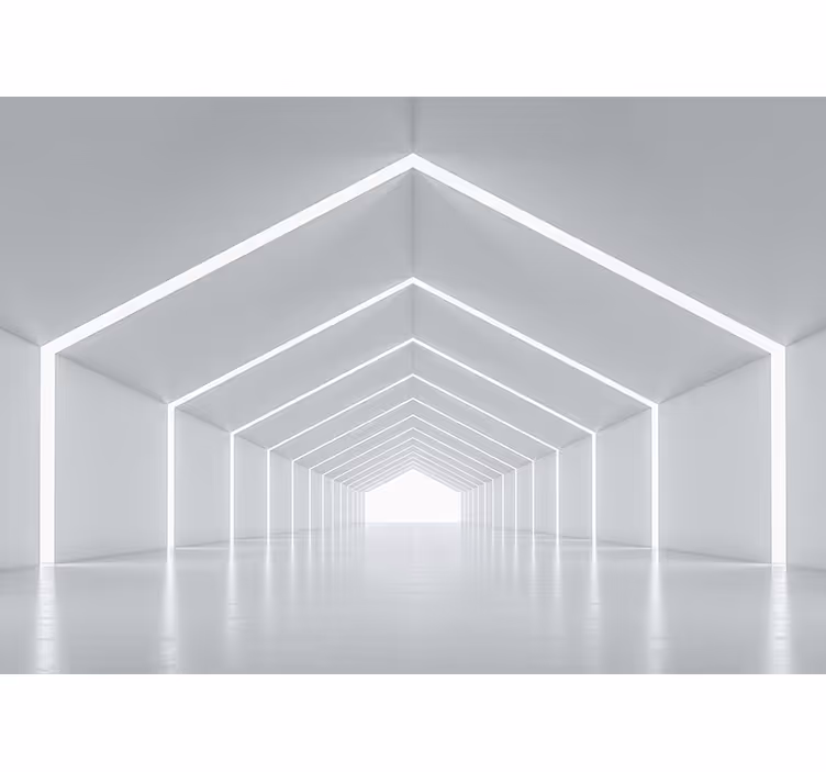 Futuristic white tunnel 3D wallpaper mural - TenStickers