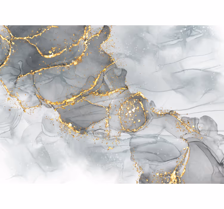 Mosaik wall in shades of grey and gold wall mural master bedroom - TenStickers