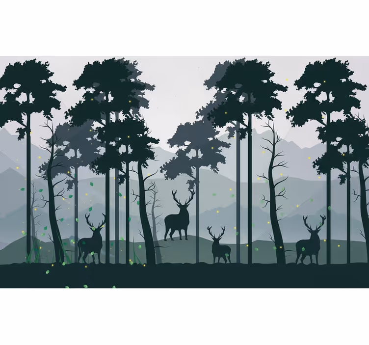 Forest wallpaper silhouette forest scandinavian - TenStickers