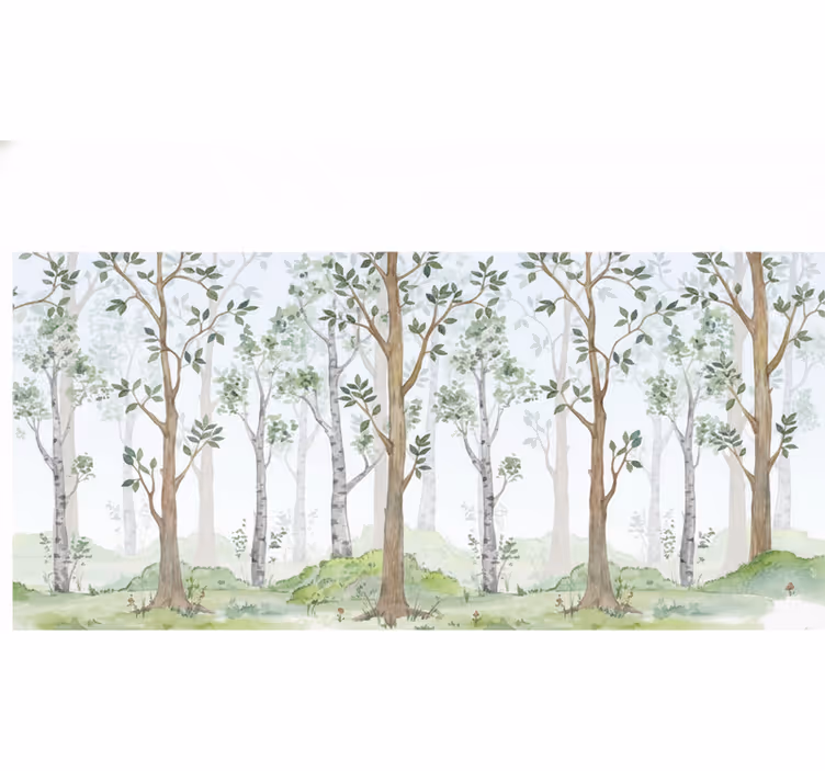 Forest wallpaper in soft woodland hues - TenStickers