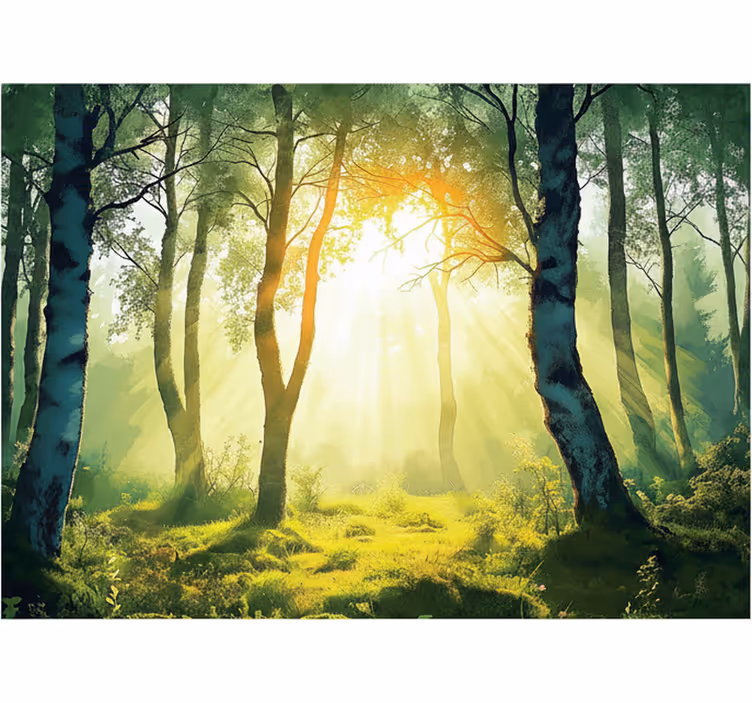 Forest wallpaper sunlit birch mural - TenStickers