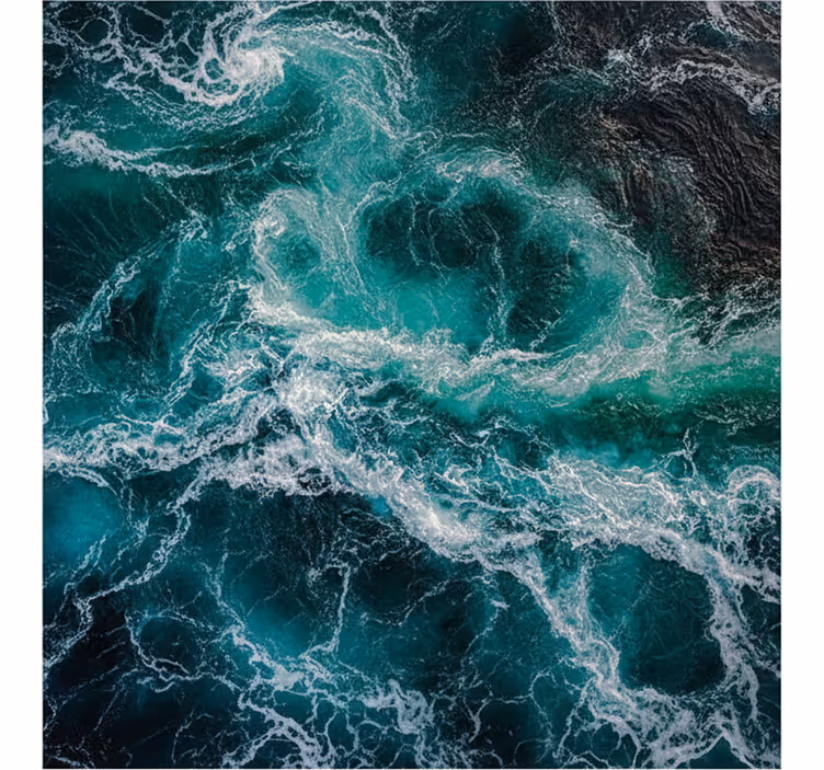 Wall mural bathroom deep ocean wave design - TenStickers