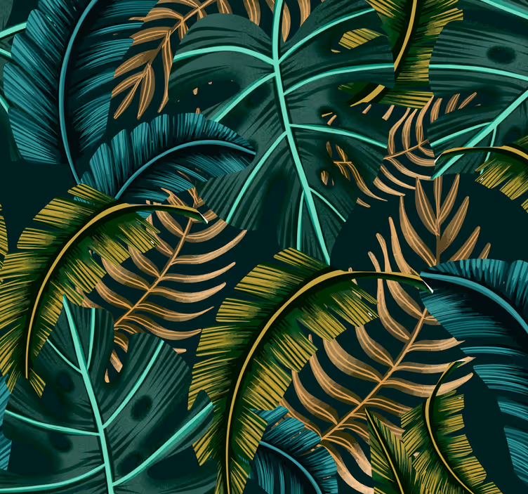 Jungle wall mural with tropical leaves - TenStickers