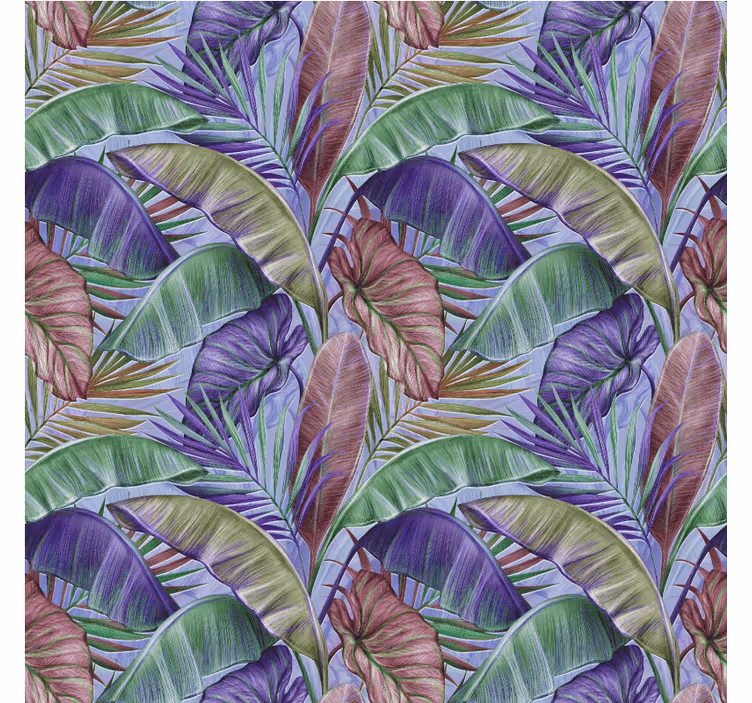Jungle wall mural with purple leaves design - TenStickers
