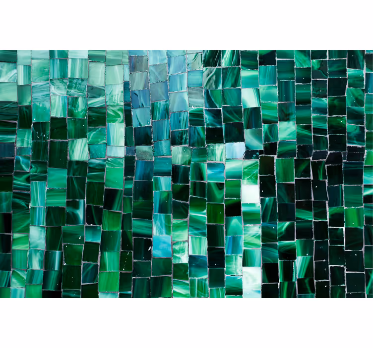 Wall mural bathroom gradient green mosaic tile - TenStickers