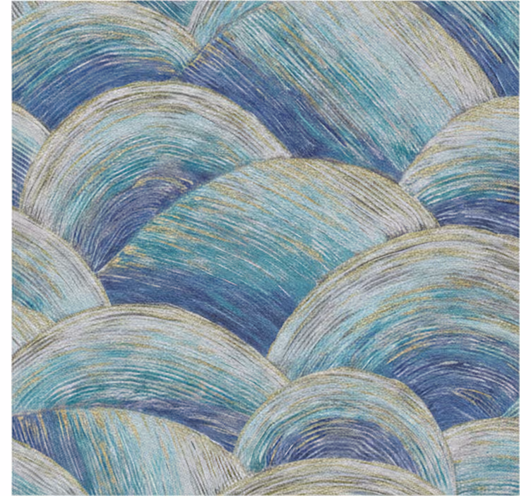 Wall mural bathroom blue and gold patterns - TenStickers