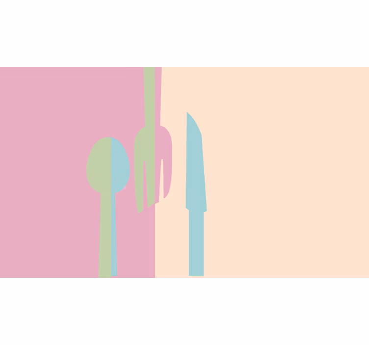 Wall mural kitchen pastel colored utensils - TenStickers