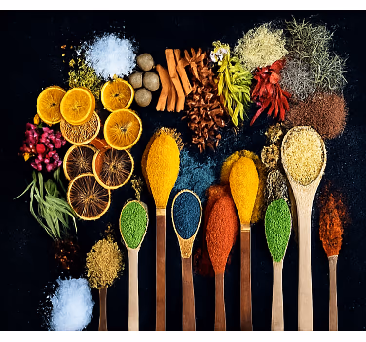Wall mural kitchen wooden spoon with spices - TenStickers
