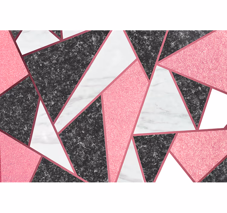 Wall mural kitchen pink and grey geometric shapes - TenStickers