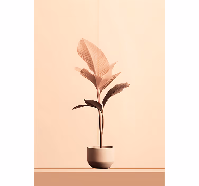 Beige wall mural with vertical beige plant design - TenStickers