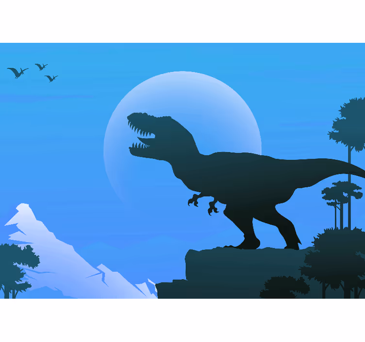 Wall mural blue angry t-rex roaring - TenStickers