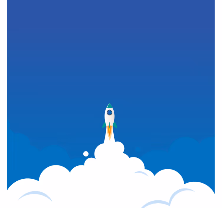 Wall mural blue cartoon rocket launching to space - TenStickers