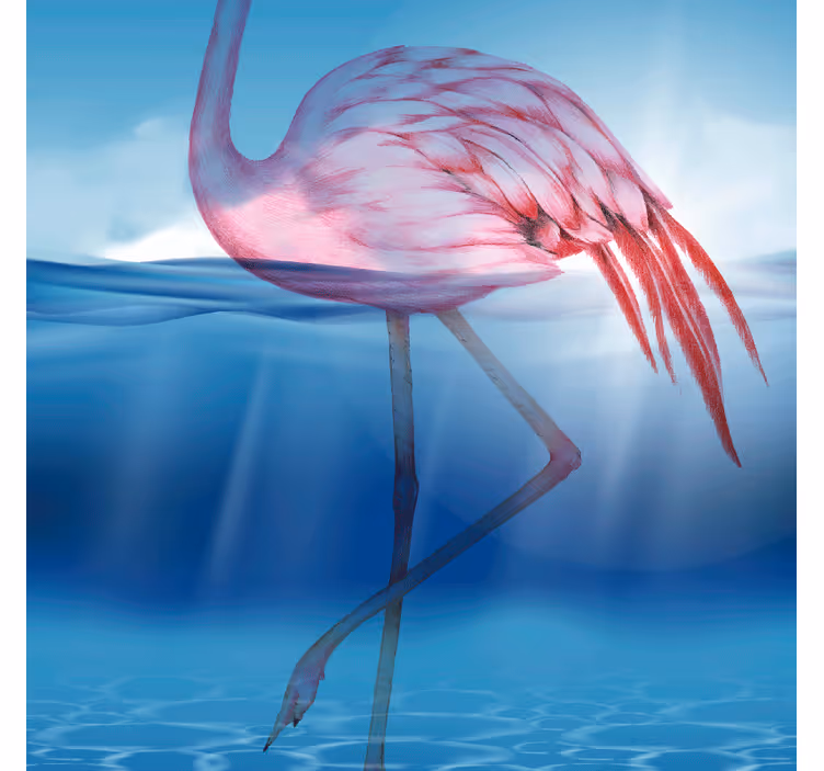 Wall mural blue flamingo underwater design - TenStickers