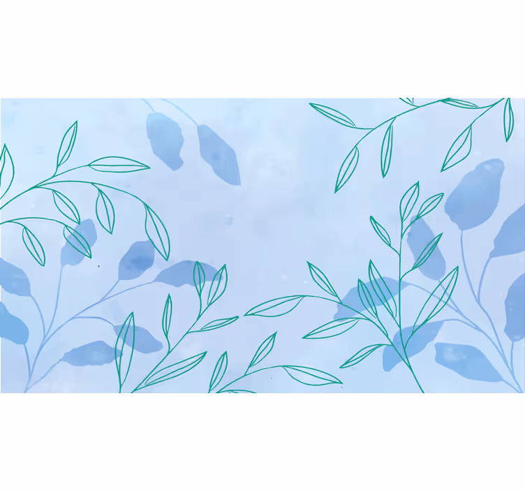 Wall mural blue watercolor elegant leaves - TenStickers
