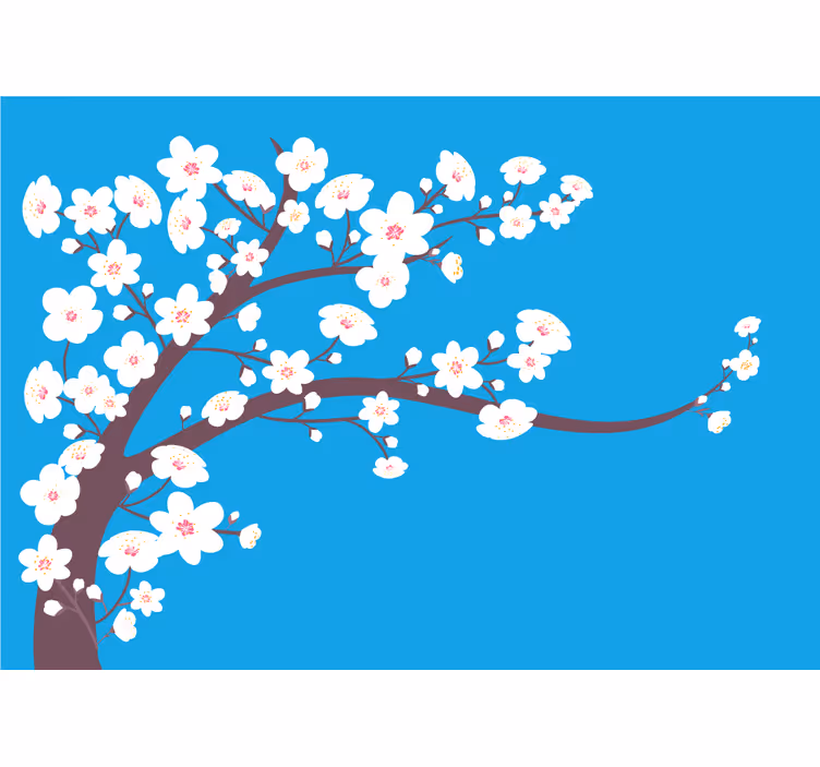 Wall mural blue white flowers on blue background - TenStickers