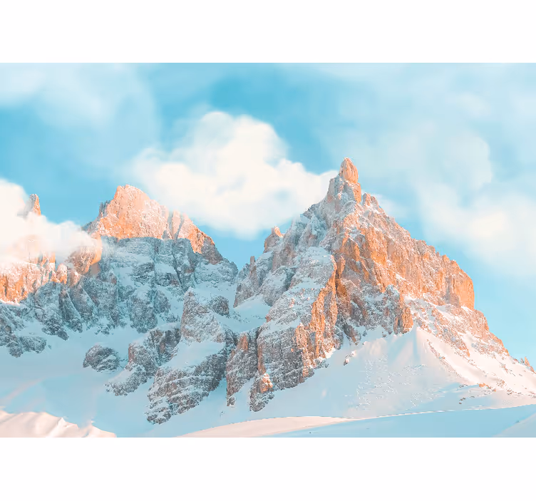 Wall mural blue thick white clouds over mountains - TenStickers