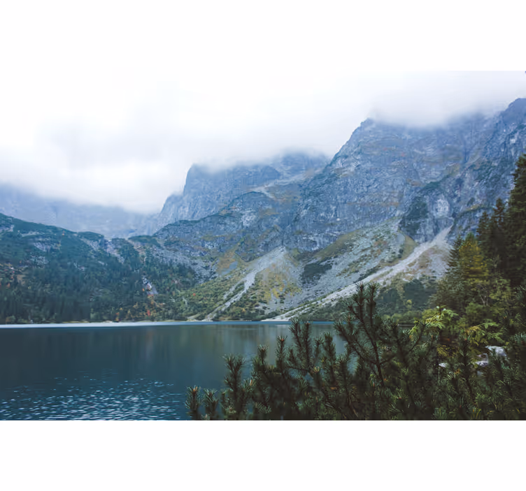 Green wall mural morskie oko in tatra mountains - TenStickers