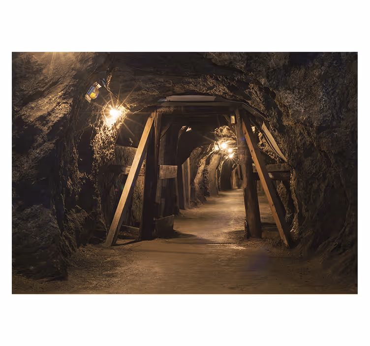 Brown wall mural old wooden gold mine image - TenStickers