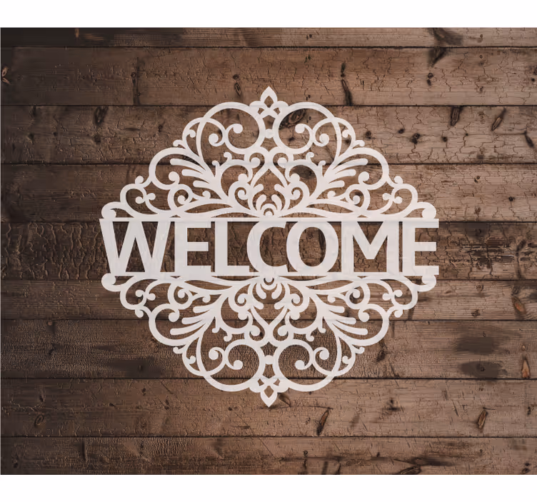 Wall mural entrance welcome wooden texture - TenStickers
