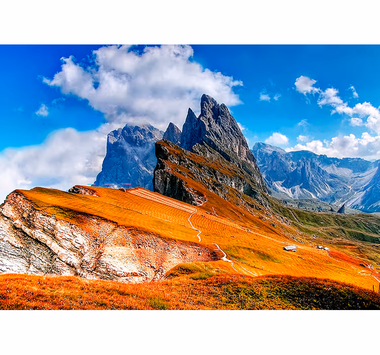 Wall mural entrance scenic hill color palette - TenStickers