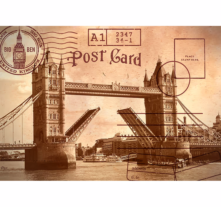 Wall mural london vintage london postcard art - TenStickers