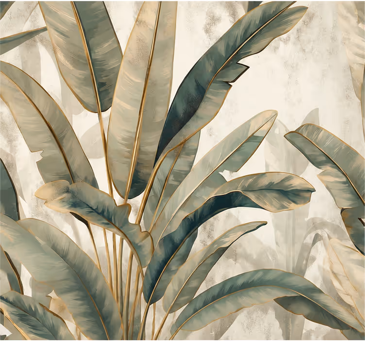 Nature wallpaper with jungle leaves and sand texture - TenStickers