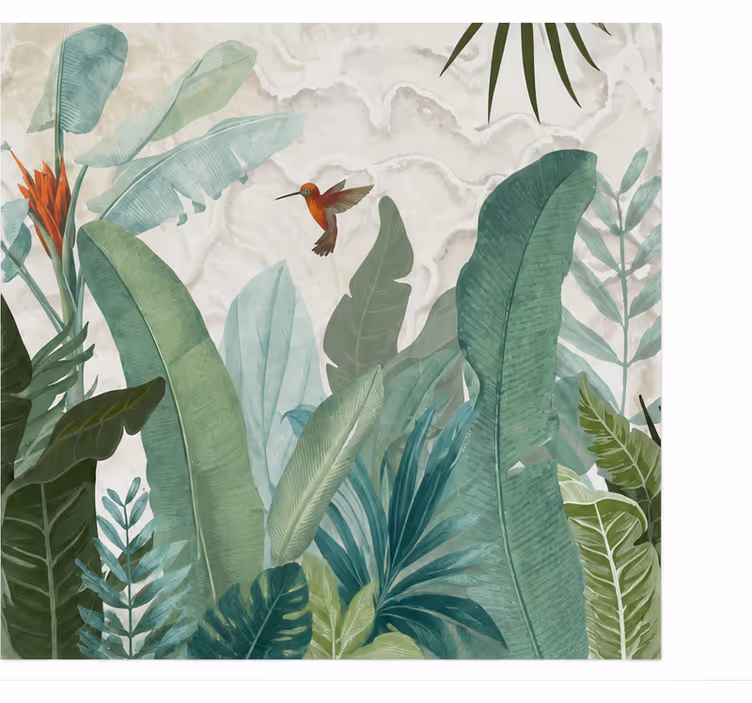 Nature wallpaper hummingbird in jungle illustration - TenStickers