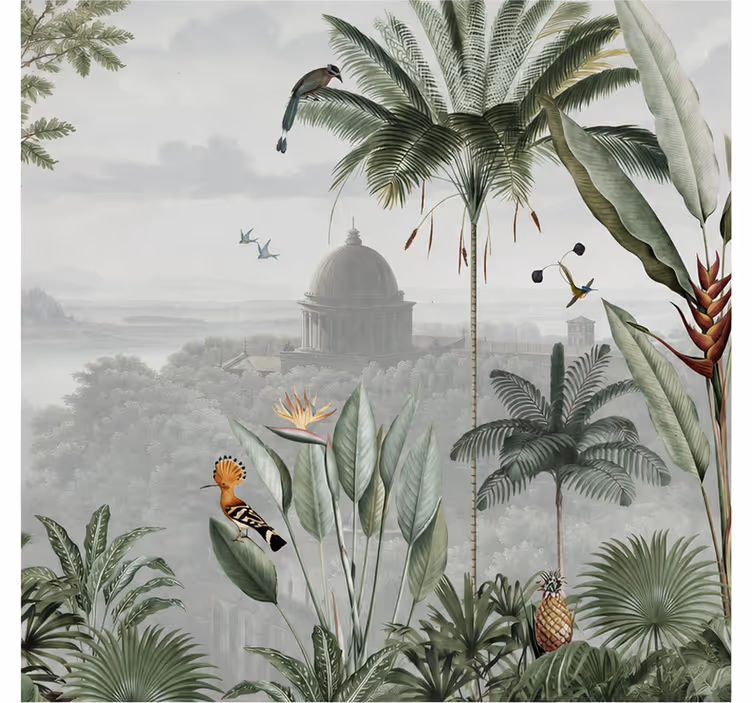Nature wallpaper tropical temple view - TenStickers