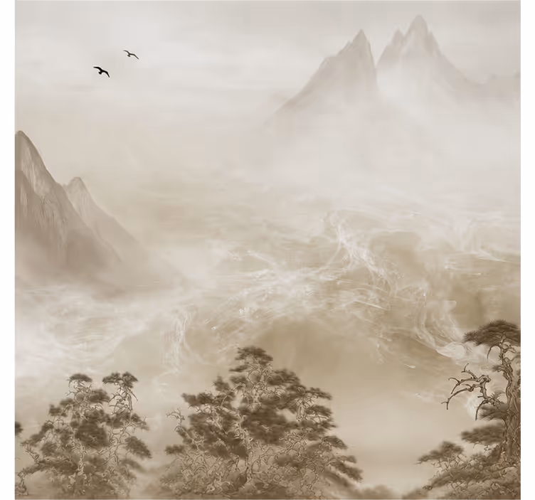Nature wallpaper serene mountain landscape - TenStickers