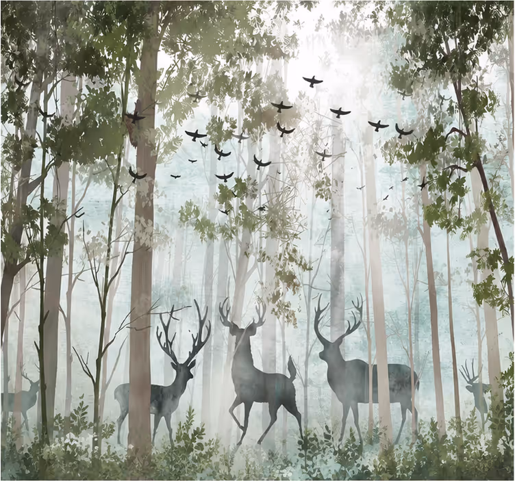 Deer murals for walls featuring elegant cervus designs - TenStickers