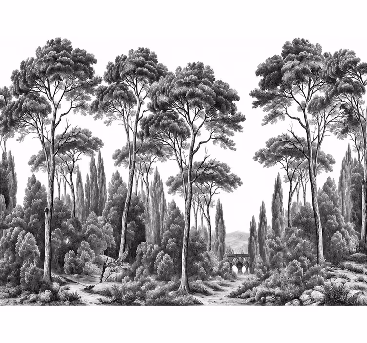 Nature wallpaper monochrome design - TenStickers