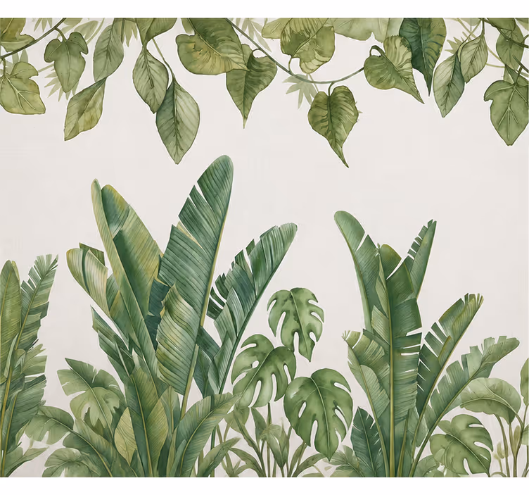 Nature wallpaper big green leaves design - TenStickers