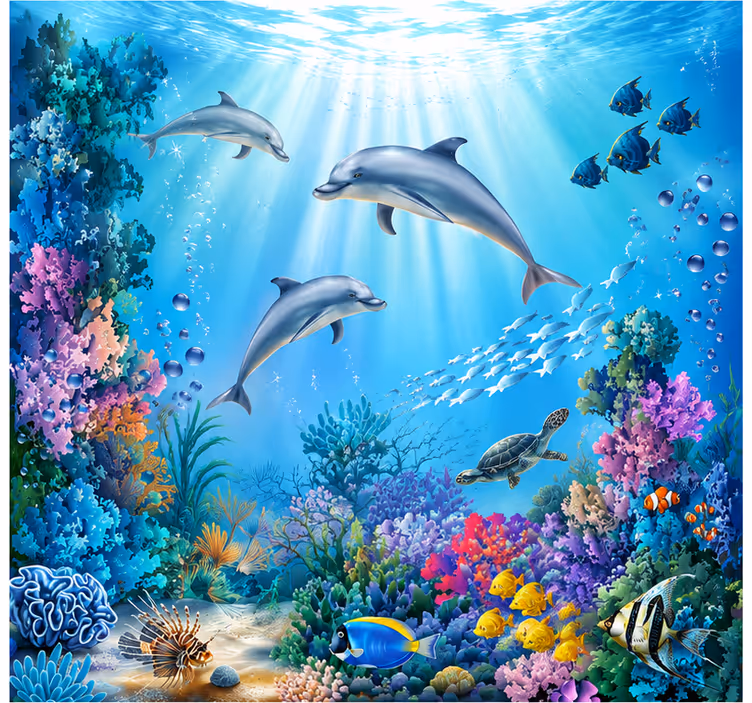 Dolphin under the sea wall mural - TenStickers