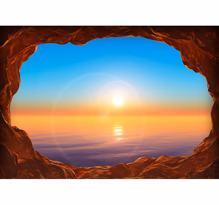 View to the sea through a cave 3D wallpaper - TenStickers