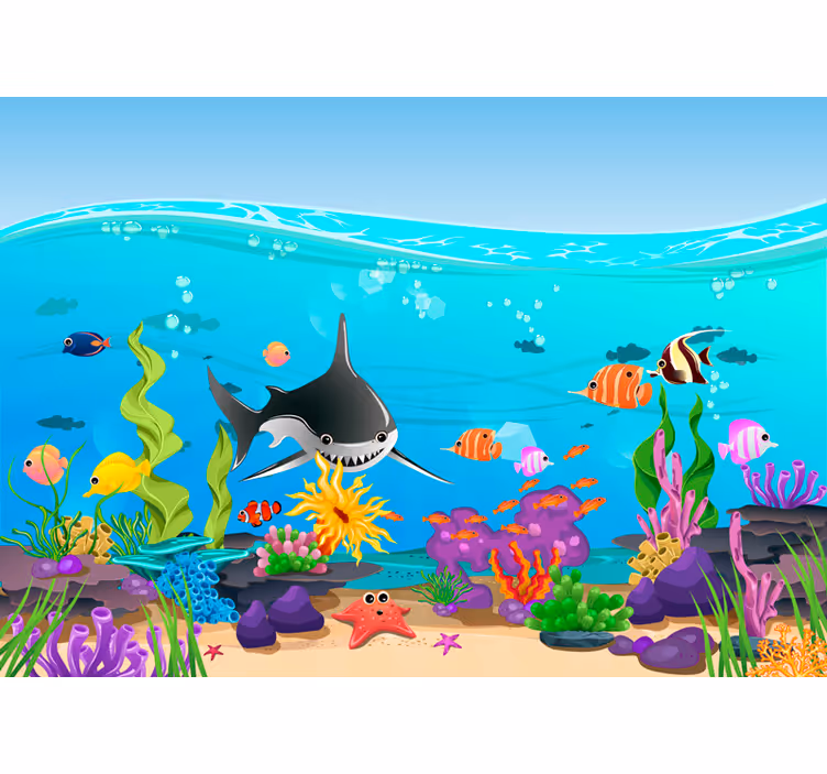 Underwater Marine Life childrens wall mural - TenStickers