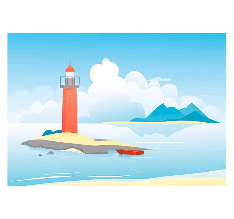 Lighthouse under clouds landscape wall mural - TenStickers