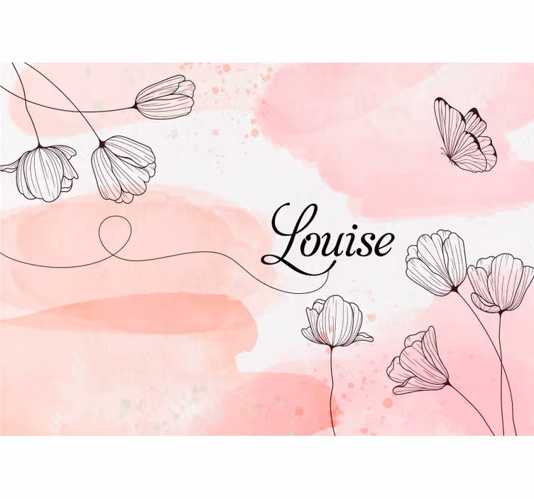 Beautiful flowers with name custom wall mural - TenStickers