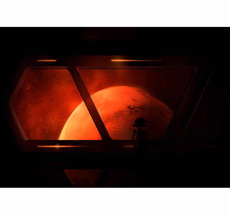 Space wall mural martian landscape view - TenStickers