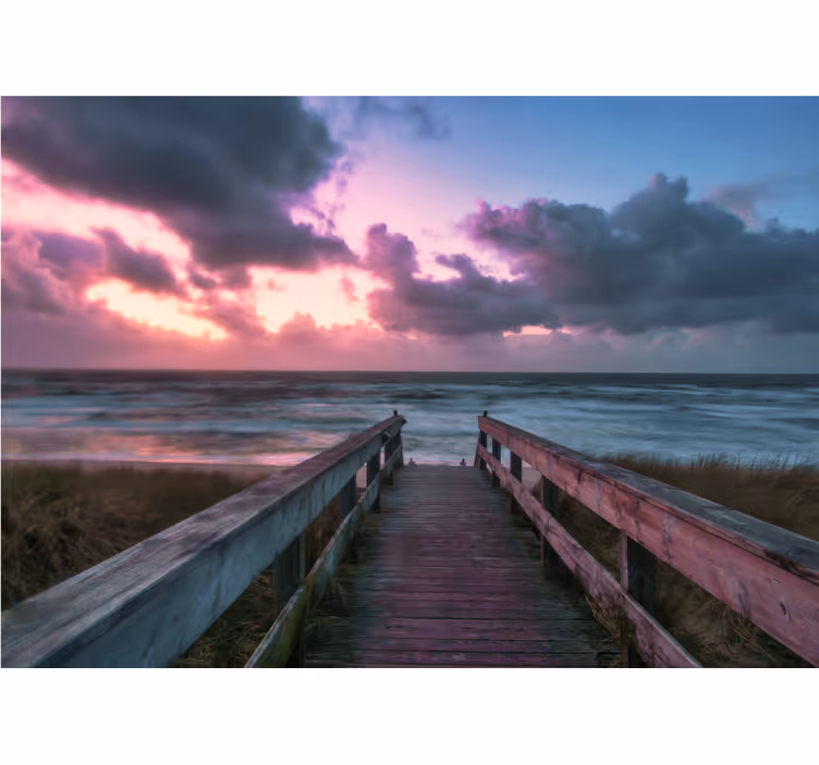Serene cloudy sunset under the sea wall mural - TenStickers