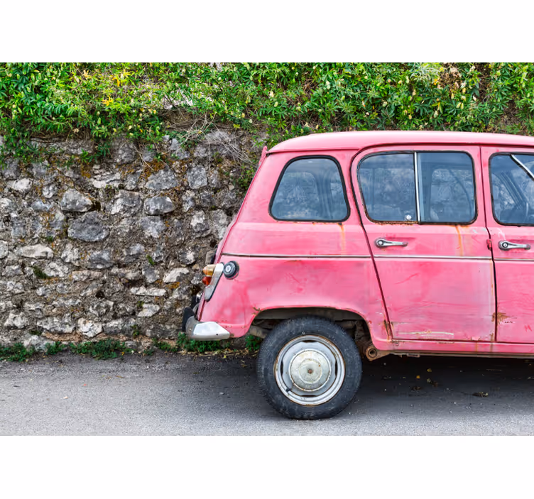 Vintage Pink Car wall mural vehicle - TenStickers