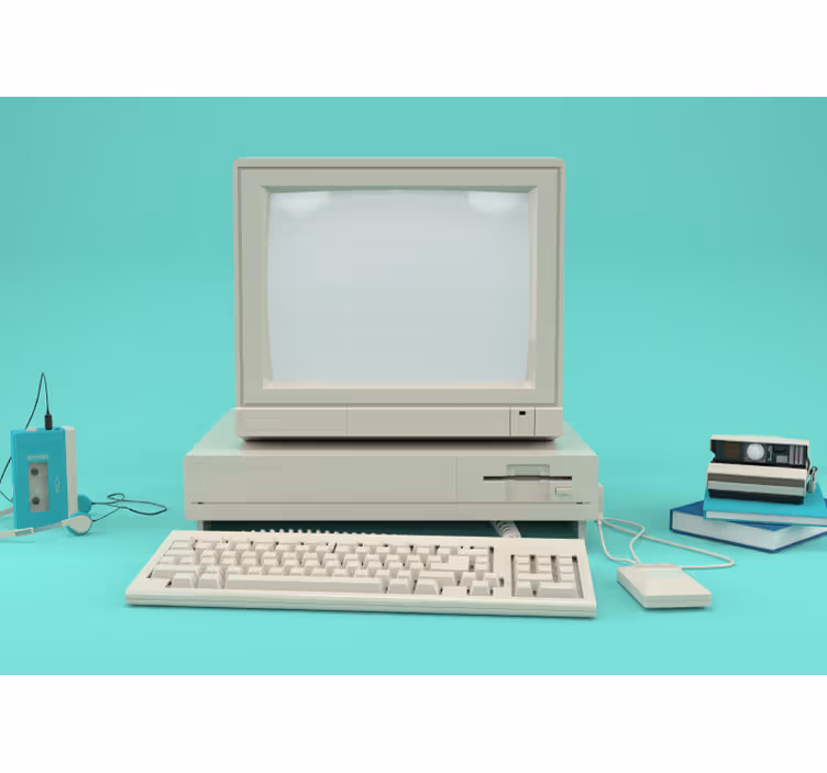 Vintage Computer Setup wall mural vehicle - TenStickers