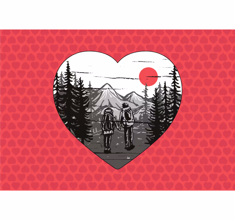 Romantic wall mural mountain heart journey - TenStickers