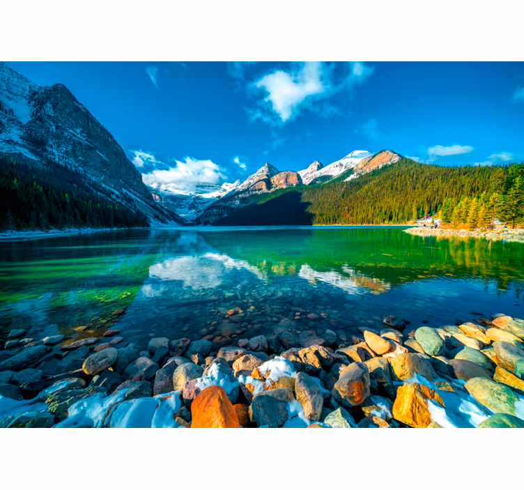 Mountain Lake Mirror Image landscape wall mural - TenStickers