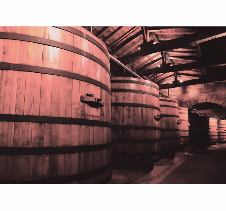Mural stone wall wooden barrel storage - TenStickers